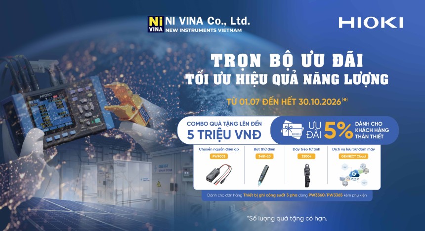 Bùng Nổ Ưu Đãi HIOKI: Mua Thiết Bị Ghi Công Suất 3 Pha, Nhận Quà Khủng Đến 5 Triệu Đồng Tại NIVINA